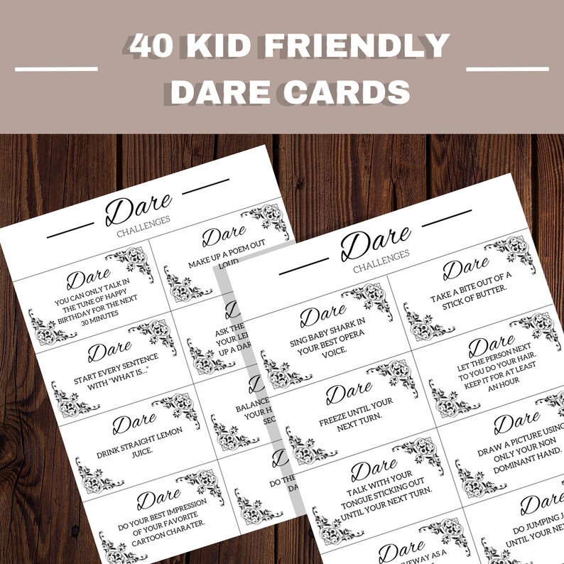 Truth or Dare for Kids, Printable Truth or Dare Game, Family Games ...