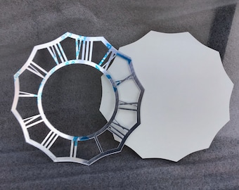 Mirrored unusual face clock diam 20 cm and Artboard . Art for Epoxy Resin clocks