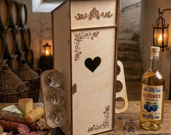 Mini Outhouse Alcohol Caddy SVG | Laser Cut Plans | Wooden Toilet Liquor Dispenser DXF | Funny Gift for Dad | Desktop Shot Holder CNC File