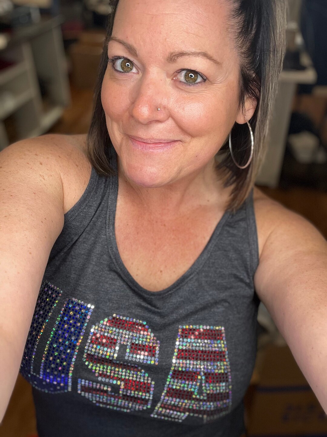 USA Spangle Tank Top Fourth of July Tees, United States T-shirts, July ...