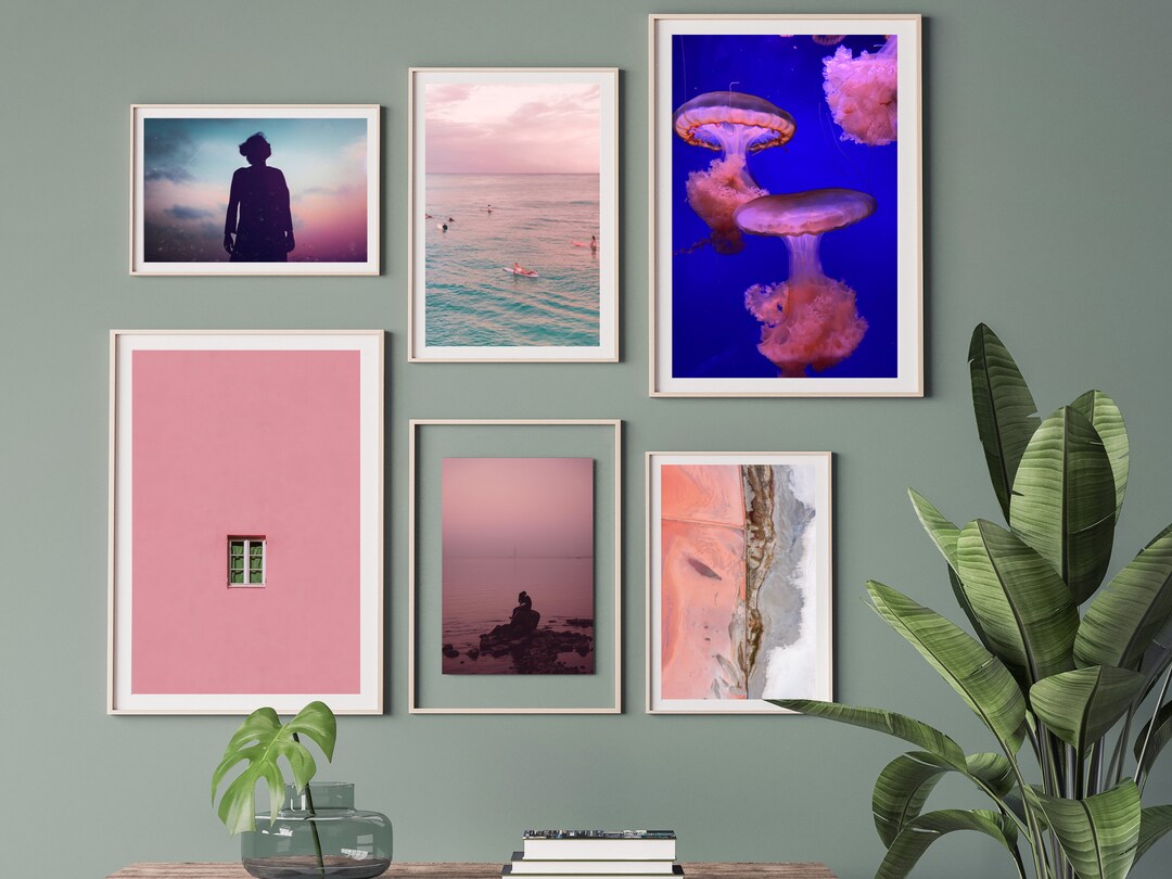 Pink Exhibition Wall Collage Set Gallery Wall Art Kit Etsy
