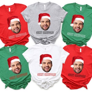 Custom Face Santa Hat Shirts, Christmas Matching Shirts,Custom Santa Shirt,Personalized Christmas Shirt,Christmas Family Party,Custom Design