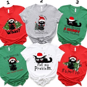 Christmas Cat Shirts, Christmas Black Cat Shirt, Cat Shirt, Cat Lover Shirt, Merry Christmas Gifts, Cute Christmas Shirt, Funny Xmas Shirt