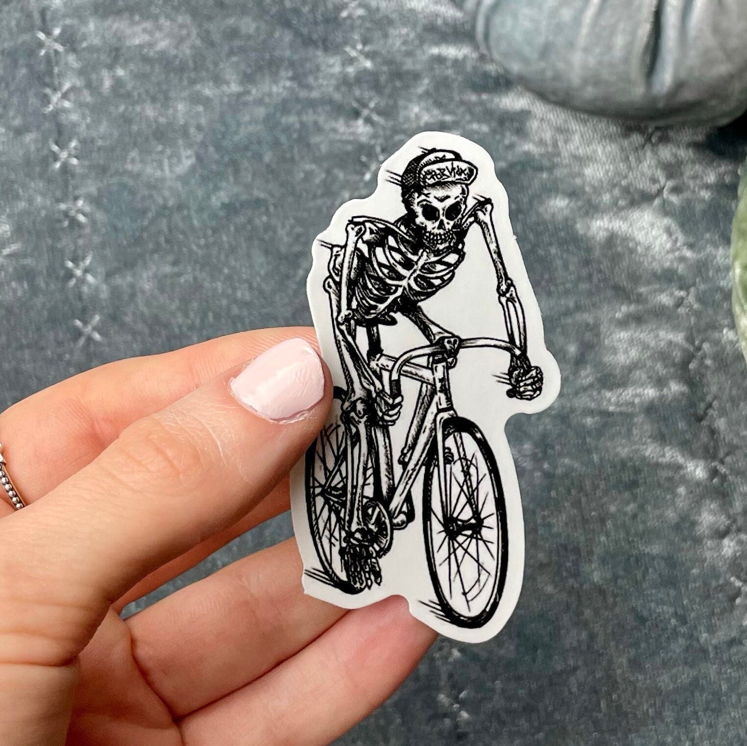 Skeleton on a Bike Waterproof Vinyl Sticker Etsy