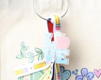 Lehrer Liebe Band Reißverschluss Pull, Tragetasche Quaste, Rucksack Anhänger, Taschen Anhänger, Turnbeutel Anhänger, Gymnastik Beutel Anhänger, Gymnastik Beutel Anhänger