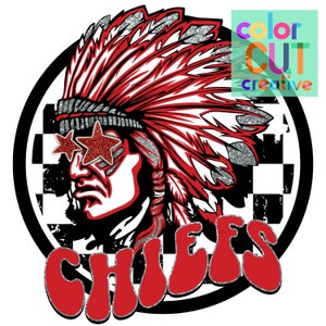 Chiefs preppy mascot png | digital download | red black silver