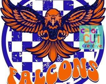 Falken Maskottchen png | digitaler Download | orange navy glitzernd
