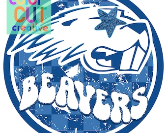 Mascota preppy de los castores PNG / descarga digital / azul y blanco