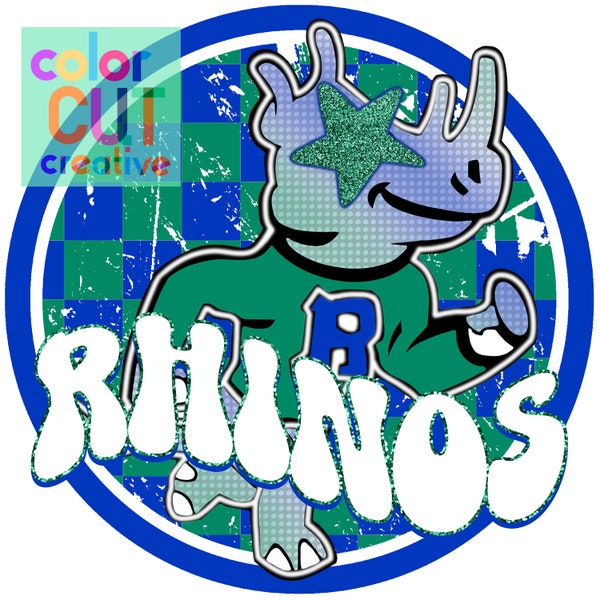 Rhinos preppy mascot png | digital download | royal blue green white