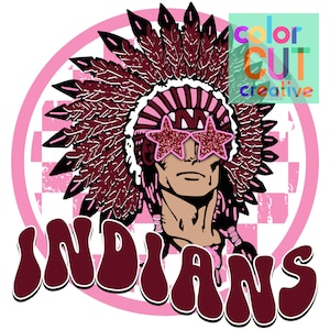 Mascota india preppy png / descarga digital / brillo rosa granate