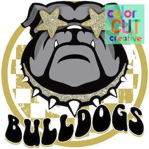 Bulldogs preppy mascot png | digital download | vegas gold black glitter