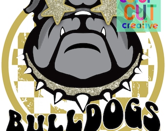 Bulldogs preppy mascot png | digital download | vegas gold black glitter