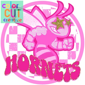 Hornets preppy mascot png | digital download | hot pink gold glitter
