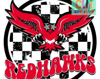Mascota preppy de los Redhawks, PNG, descarga digital, rojo, negro y blanco