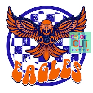Eagles preppy mascot png | digital download | orange navy glitter