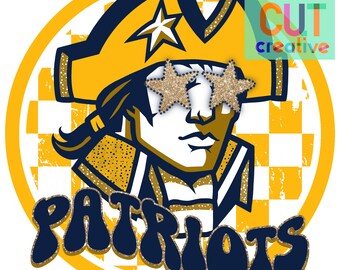 Patriots preppy mascot png | digital download | navy gold white