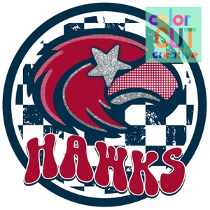 Hawks preppy mascot png | digital download | red navy white