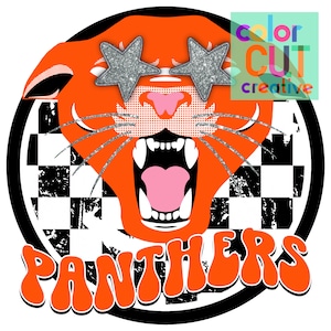 Panthers preppy mascot png | digital download | orange black white