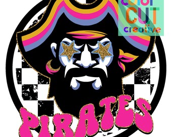 Pirates preppy mascot png | digital download | pink gold periwinkle