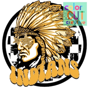 Indians preppy mascot png | digital download | mustard yellow black white