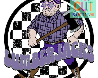 Lumberjacks preppy mascot png | digital download | purple black