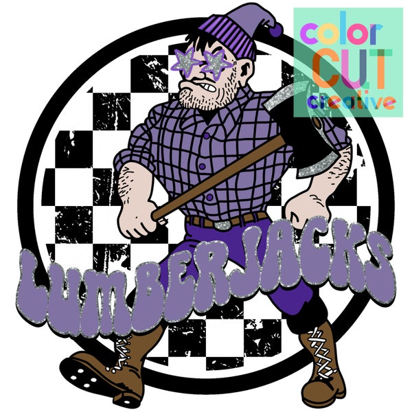 Lumberjacks preppy mascot png | digital download | purple black