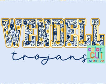 Mascota floral de Wendell Trojans png / descarga digital / azul marino dorado