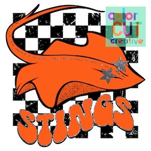Stings preppy mascot png | digital download | orange black white checkerboard