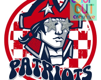 Patriots preppy mascot png | digital download | red navy white