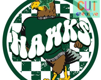 Mascota preppy de los Hawks, PNG, verde, dorado y blanco, descarga digital