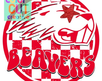 Mascota preppy de los castores PNG / descarga digital / rojo y blanco