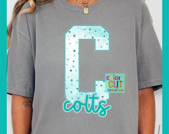 Cartwright Colts Distressed Stars png | digital download | teal black white