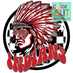 Indians preppy mascot png | digital download | red black white silver