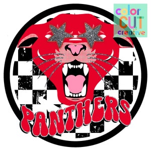 Panthers Maskottchen png | digitaler Download | rot schwarz weißer Panther