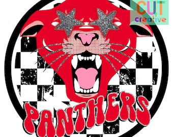 Panthers Maskottchen png | digitaler Download | rot schwarz weißer Panther