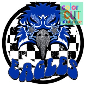 Eagles preppy mascot png | digital download | royal black silver