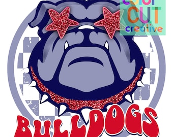 Mascota preppy de los Bulldogs PNG / descarga digital / rojo, azul y azul marino