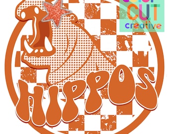 Mascota preppy de hipopótamos PNG / descarga digital / naranja y blanco