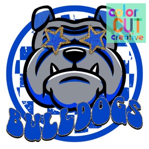 Bulldogs preppy mascot png | digital download | royal blue gold