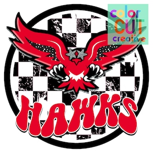 Hawks preppy mascot png | digital download | red black white
