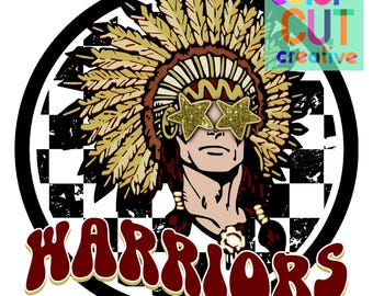 Mascota preppy de los Warriors png / descarga digital / granate vegas gold