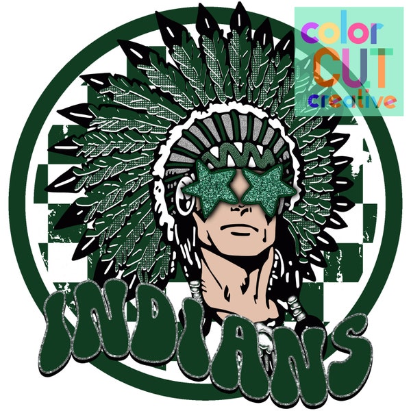 Indians preppy mascot png | digital download | dark green silver black