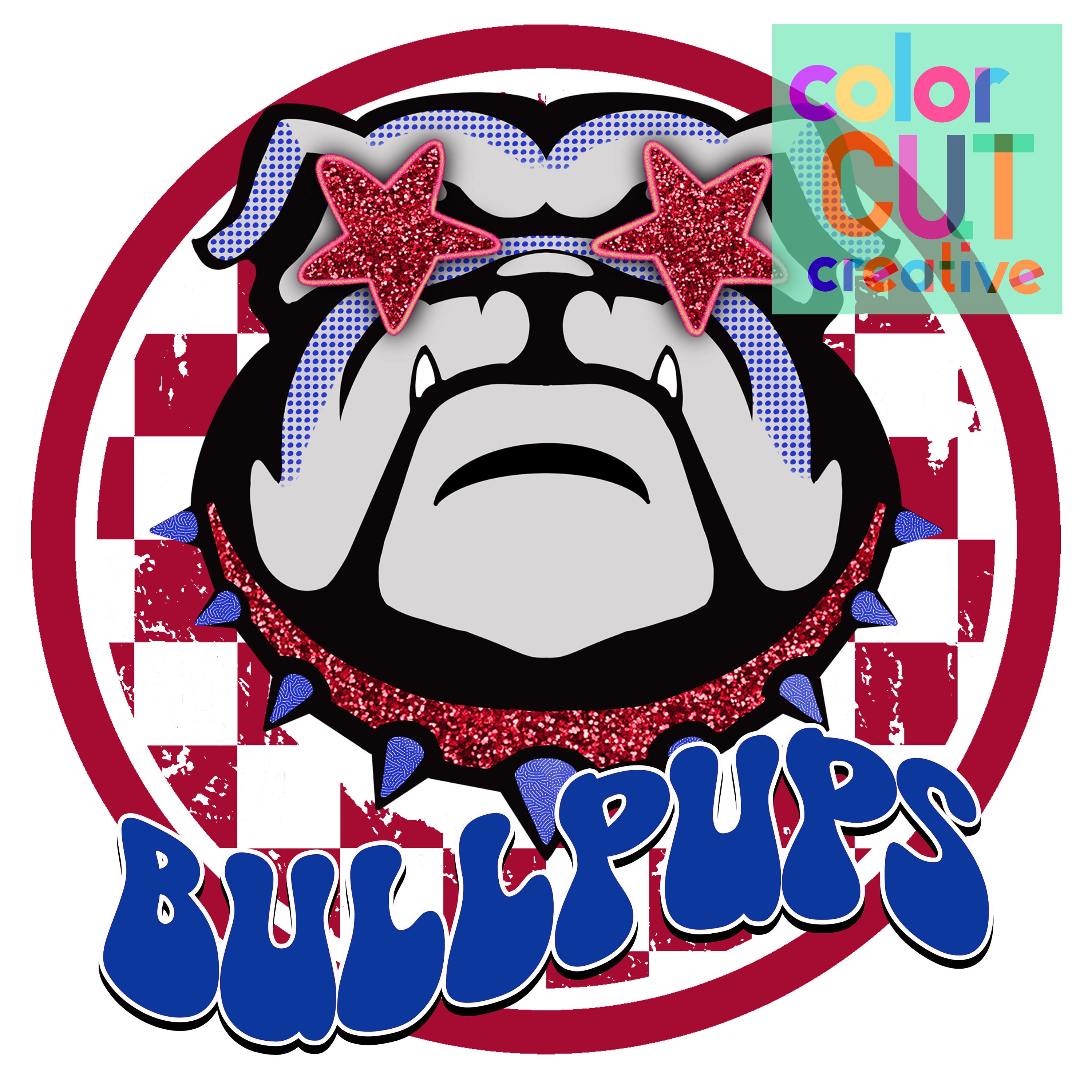 Bullpups preppy mascot png | digital download | red blue grey
