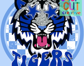 Mascota preppy de los Tigres png / descarga digital / azul rey negro blanco