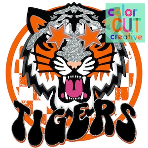 Tigers orange black preppy mascot png | digital download