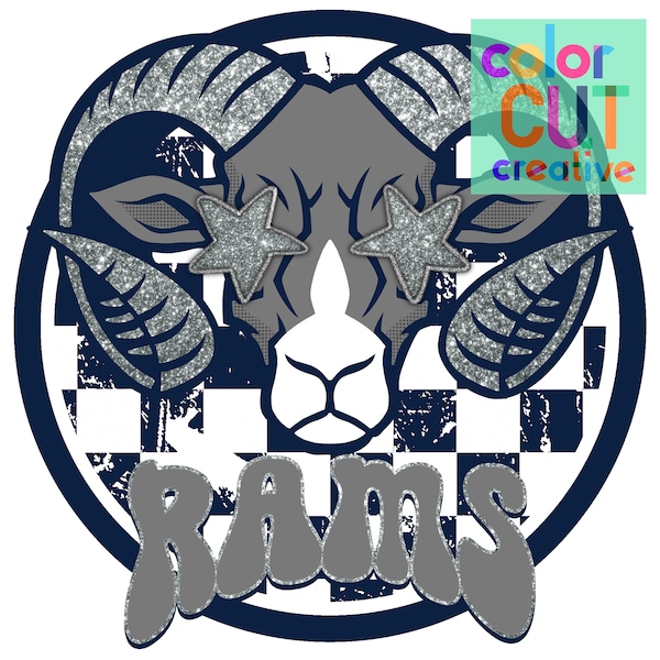 Rams preppy mascot png | digital download | navy silver grey