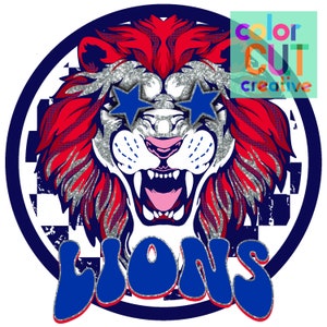 Lions preppy mascot png | digital download | red blue silver