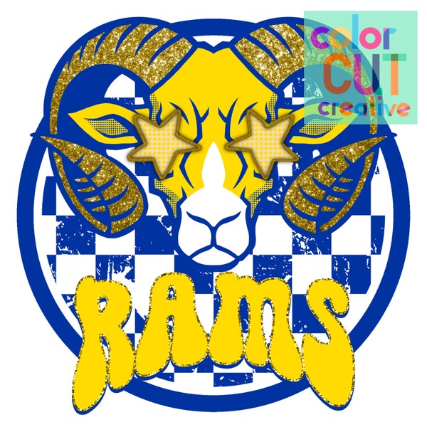 Rams preppy mascot png | digital download | royal blue yellow gold