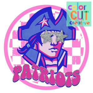 Patriots preppy mascot png | digital download | pink blue silver
