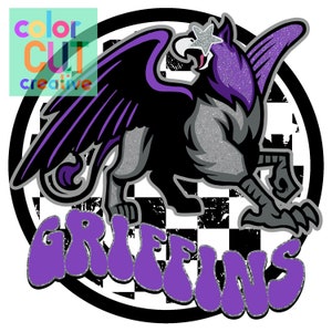 Griffins preppy mascot png | digital download | purple black white silver